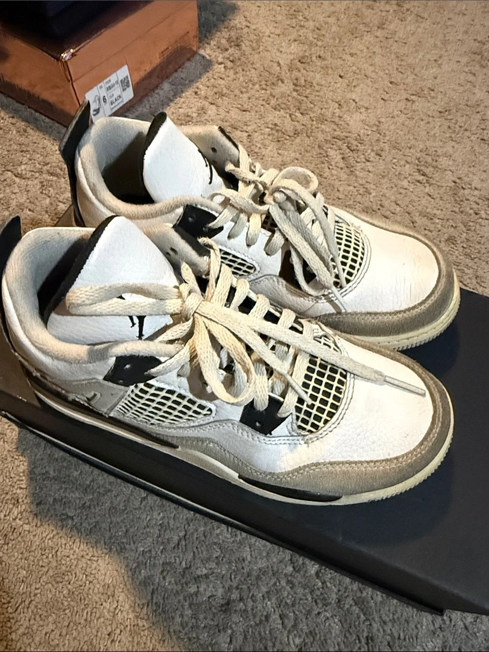 Boys White and Black Jordans Mesh-Detail Sneakers
